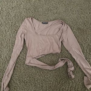 Silky stretch long sleeve blouse.